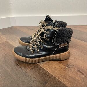 Josef Seibel Maren 17 Ankle Boots Black Shearling Cuff Size 6-6.5